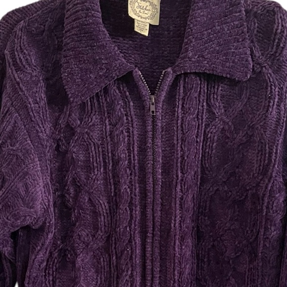 Women’s Dark Purple Full Zip Cardigan Sweater - Picture 4 of 9
